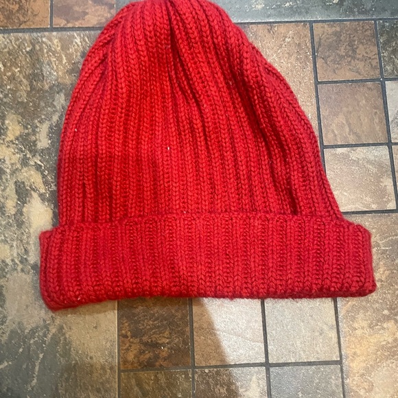 Classic Red Ribbed Knit Beanie - Picture 2 of 5